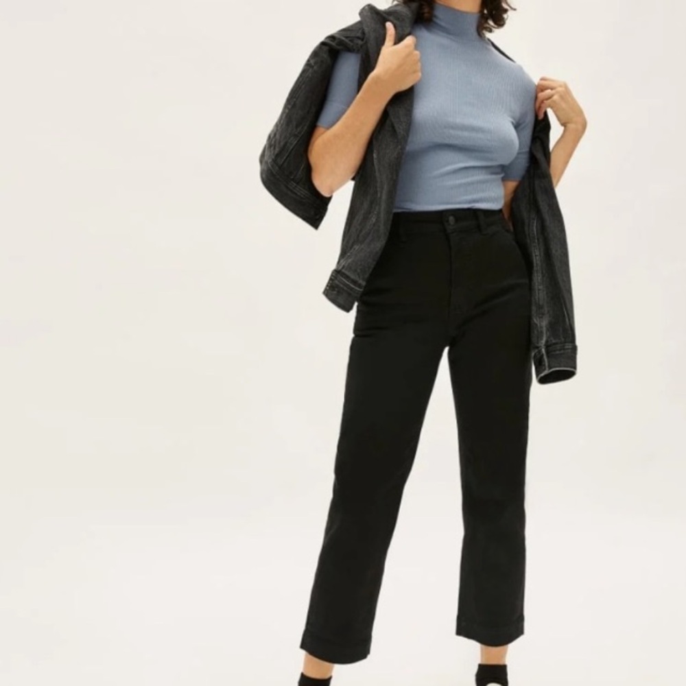 Everlane Black Jeans size 2 Sustainable Modern Classic Crop Cotton blend classic